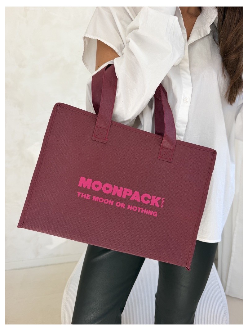 Sac non tissé personnalisé avec fermeture éclair – modèle Amsterdam Bordeaux M (35x12x25cm)