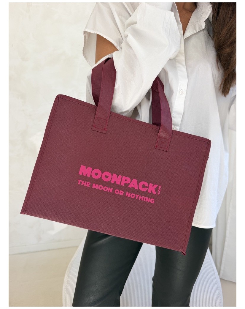 Sac non tissé personnalisé avec fermeture éclair – modèle Amsterdam Bordeaux M (35x12x25cm)