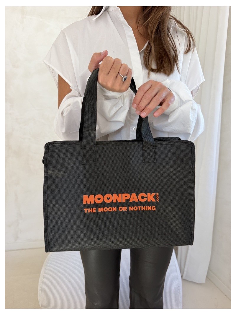 Sac non tissé personnalisé avec fermeture éclair – modèle Amsterdam Noir M (35x12x25cm)