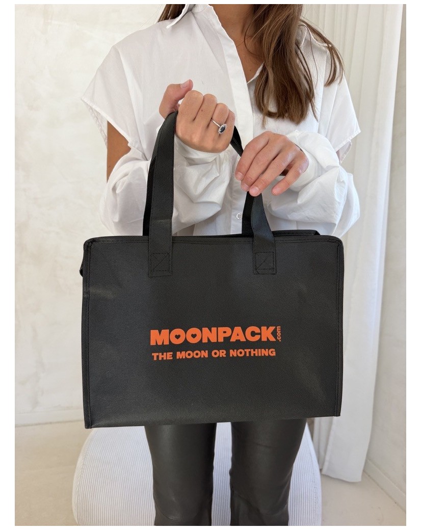Sac non tissé personnalisé avec fermeture éclair – modèle Amsterdam Noir M (35x12x25cm)