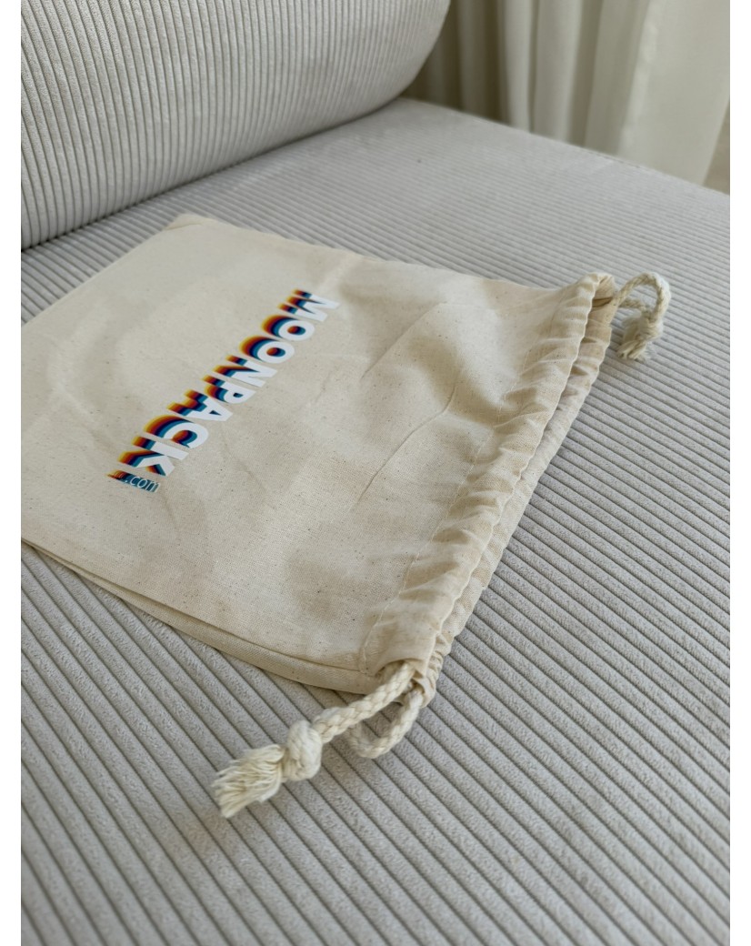 Pochon en coton personnalisé naturel M 17 × 20 cm | Prix réduit