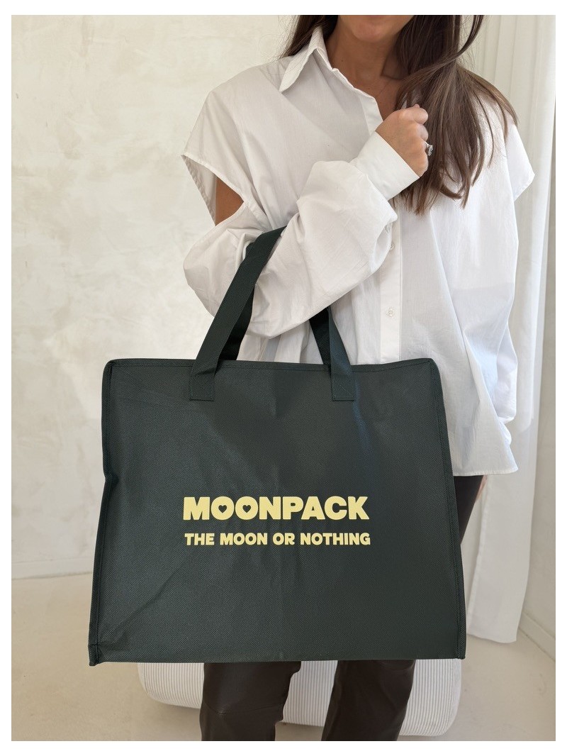 Sac non tissé personnalisé avec fermeture éclair – modèle Amsterdam Vert sapin L (42x14x35cm)