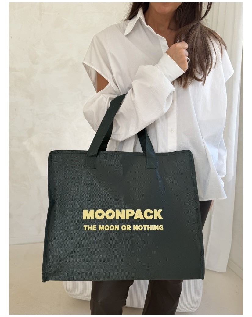 Sac non tissé personnalisé avec fermeture éclair – modèle Amsterdam Vert sapin L (42x14x35cm)