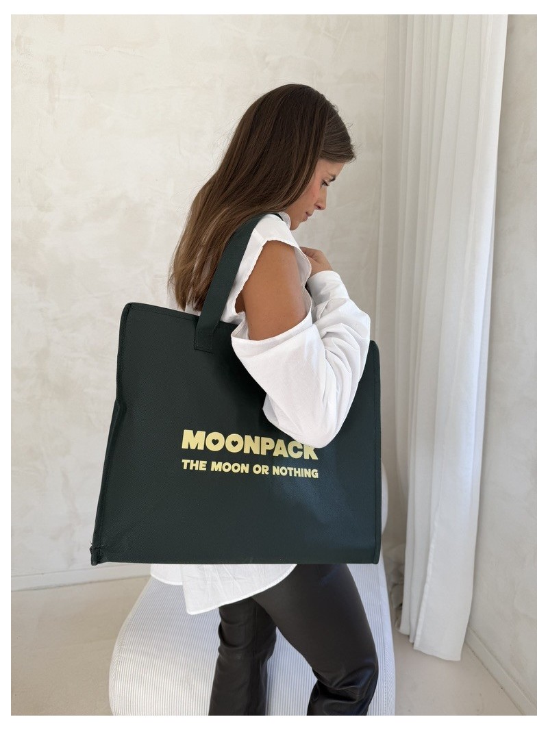 Sac non tissé personnalisé avec fermeture éclair – modèle Amsterdam Vert sapin L (42x14x35cm)