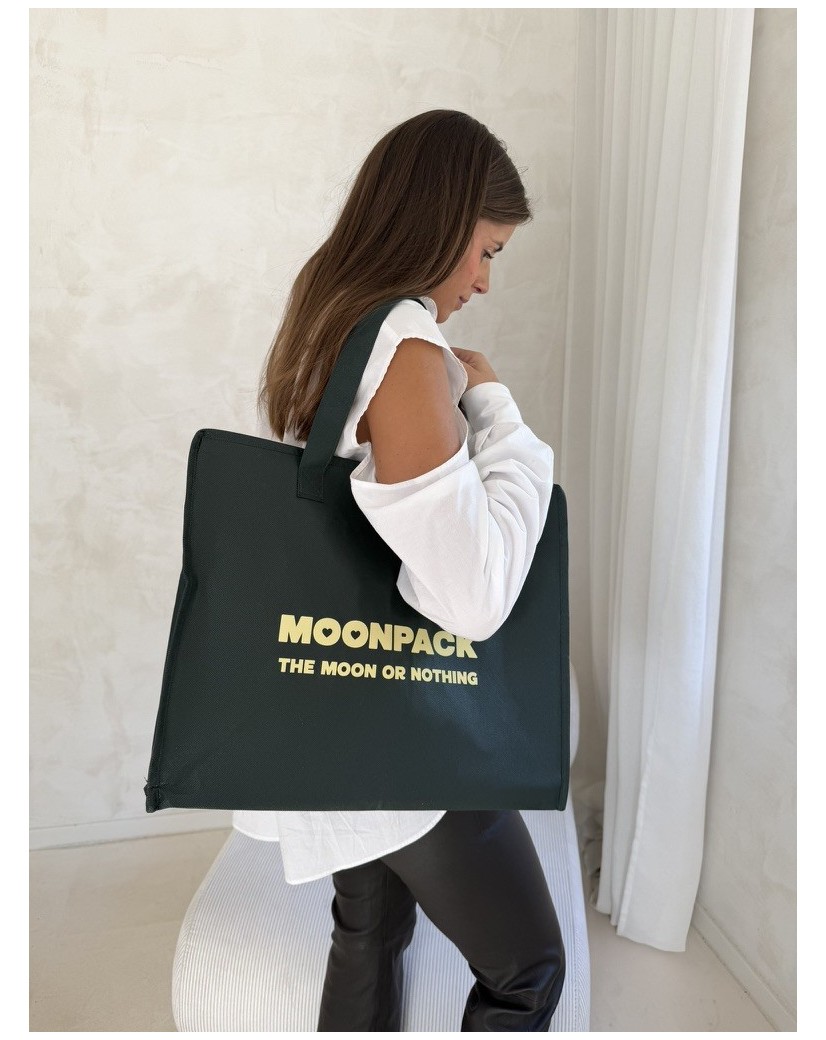 Sac non tissé personnalisé avec fermeture éclair – modèle Amsterdam Vert sapin L (42x14x35cm)