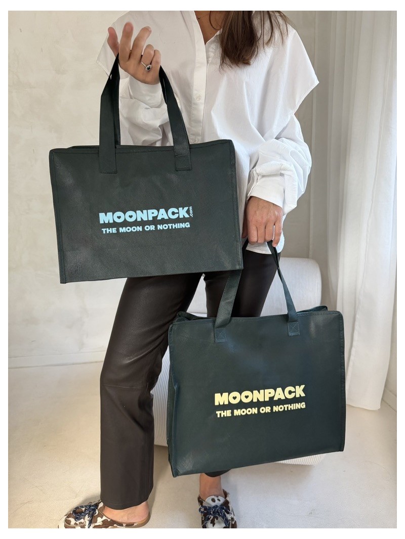 Sac non tissé personnalisé avec fermeture éclair – modèle Amsterdam Vert sapin L (42x14x35cm)