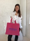 Sac non tissé personnalisé avec fermeture éclair – modèle Amsterdam Fuchsia L (42x14x35cm)