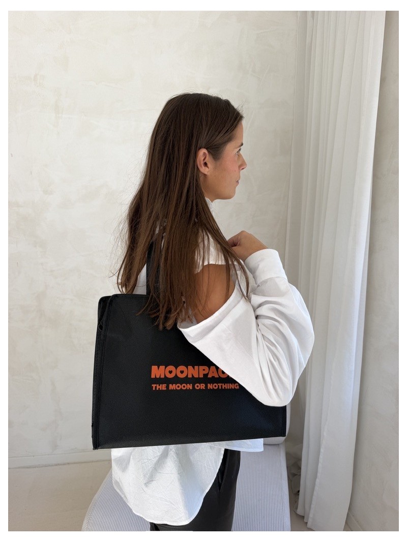 Sac non tissé personnalisé avec fermeture éclair – modèle Amsterdam Noir M (35x12x25cm)