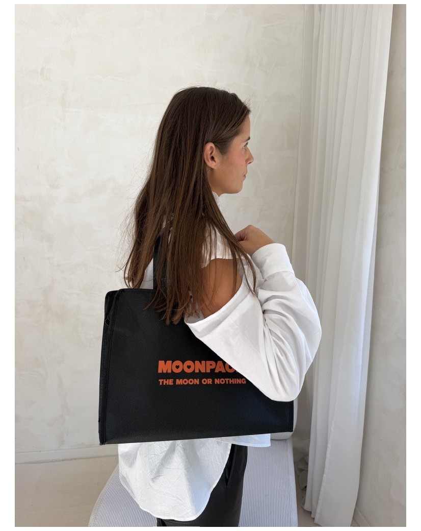Sac non tissé personnalisé avec fermeture éclair – modèle Amsterdam Noir M (35x12x25cm)
