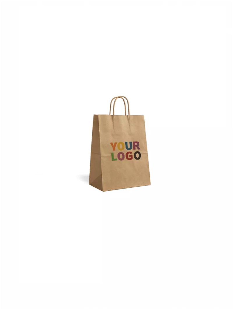 Papieren tas met gedraaide handvatten – Kraft XS (14 x 8 x 21 cm)