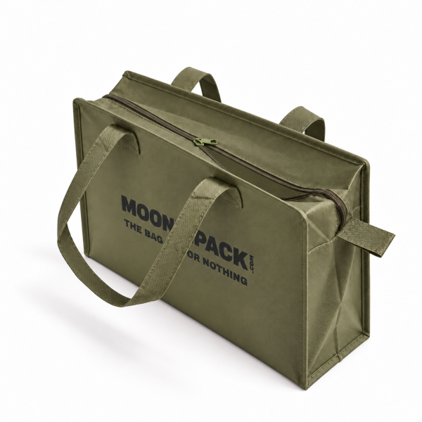 Sac non tissé personnalisé avec fermeture éclair – modèle Amsterdam Army L (42x14x35cm)