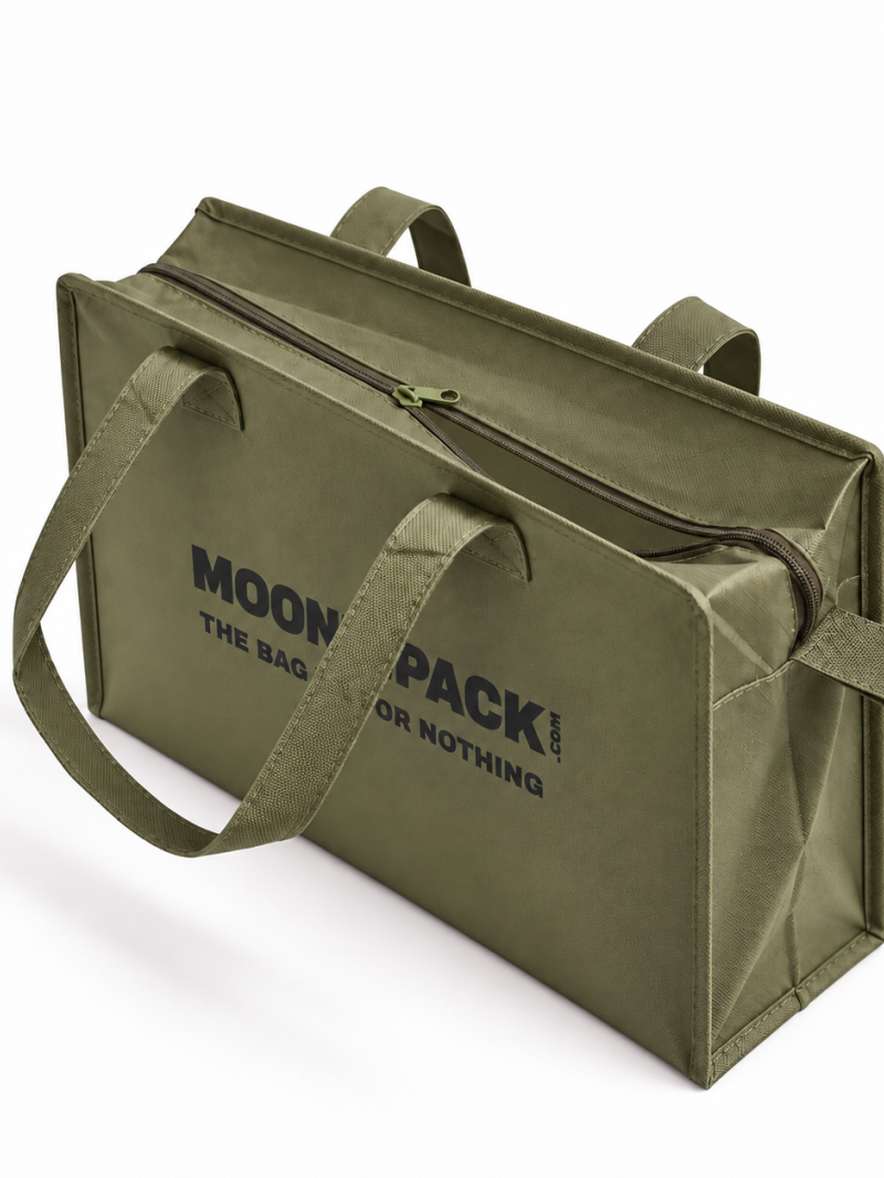Sac non tissé personnalisé avec fermeture éclair – modèle Amsterdam Army L (42x14x35cm)