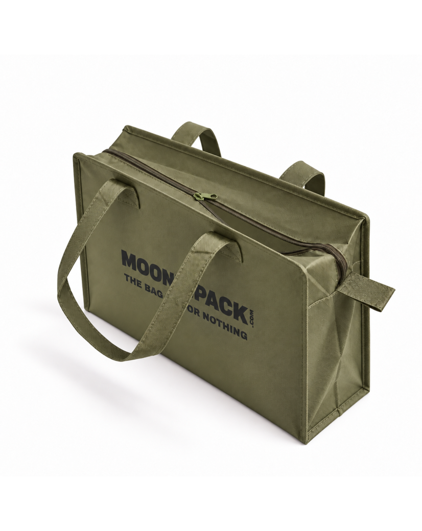 Sac non tissé personnalisé avec fermeture éclair – modèle Amsterdam Army L (42x14x35cm)