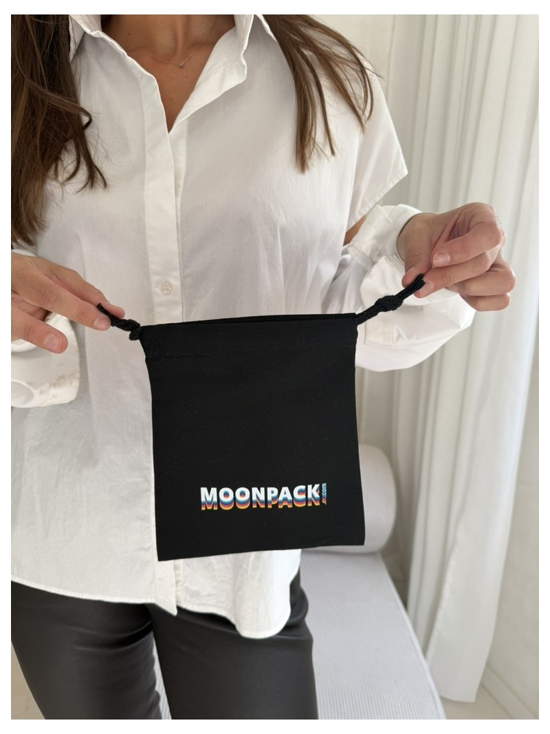 Pochon en coton noir personnalisable - M (17x20cm)