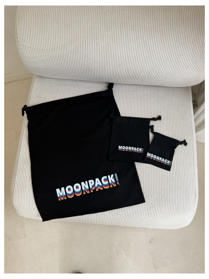 Pochon en coton noir personnalisable - M (17x20cm)