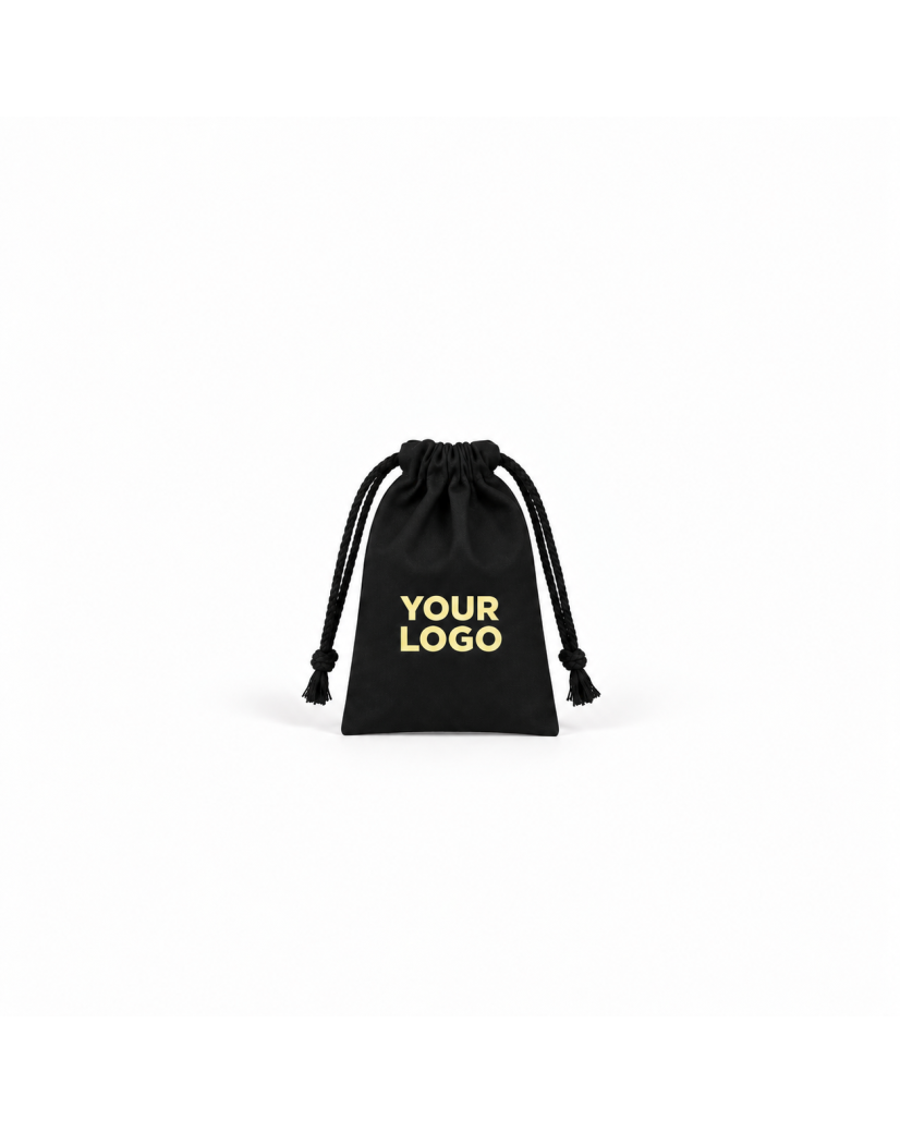 Pochon en coton noir personnalisable - S (10x14cm)