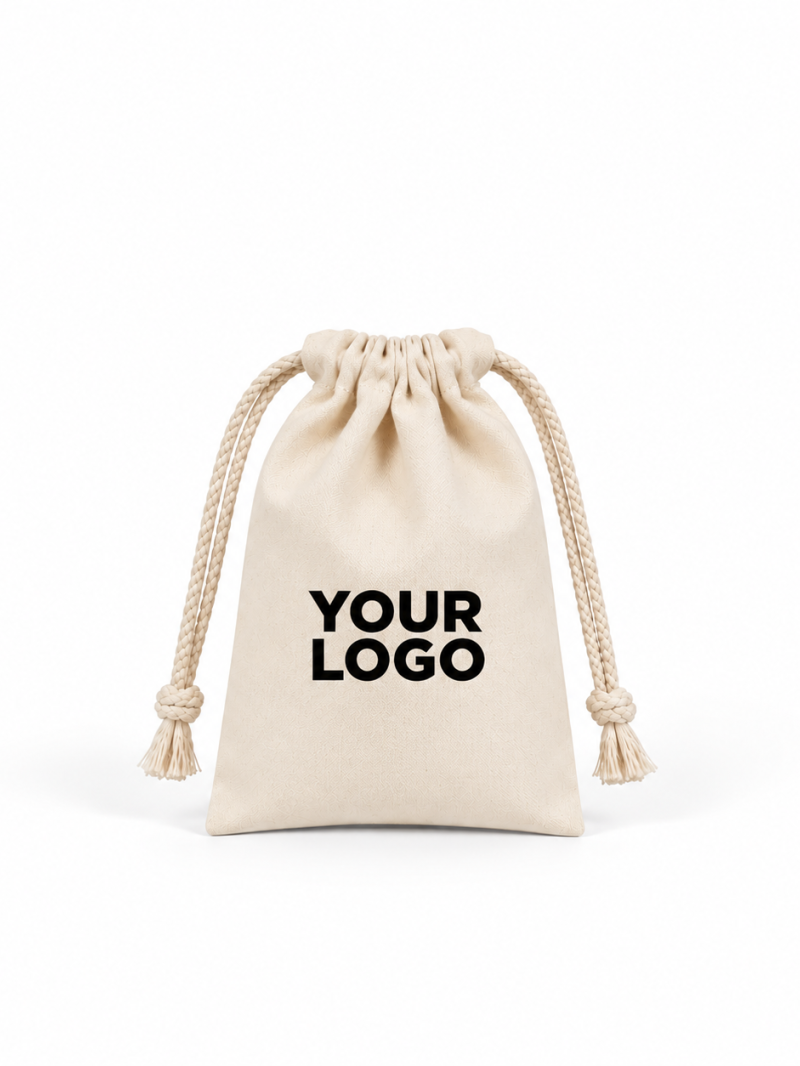 Pochon en coton personnalisé naturel M 17 × 20 cm | Prix réduit