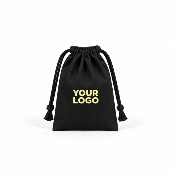 Pochon en coton noir personnalisable - L (25X30cm)