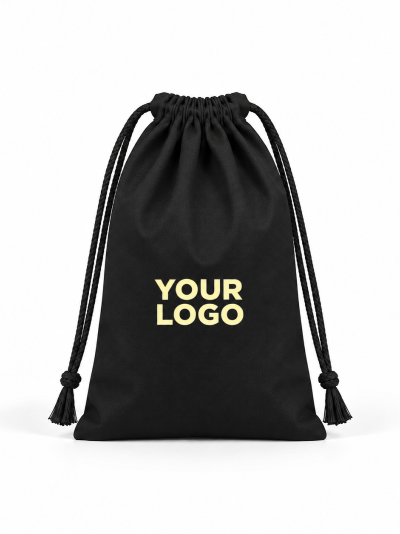 Pochon en coton noir personnalisable - XL (40x50cm)