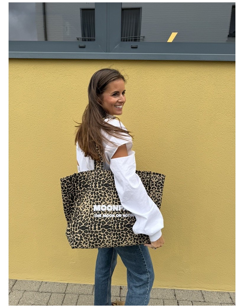 BAUMWOLLTASCHE "NANCY" - DUNKLER LEOPARD ? (43x15x36 cm)