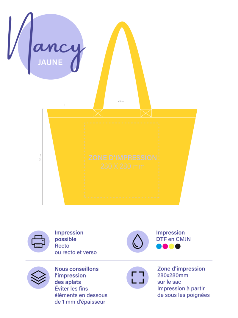 BAUMWOLLTASCHE "NANCY" – GELB (43x15x36cm)