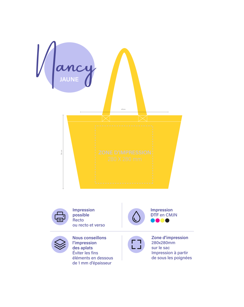BAUMWOLLTASCHE "NANCY" – GELB (43x15x36cm)