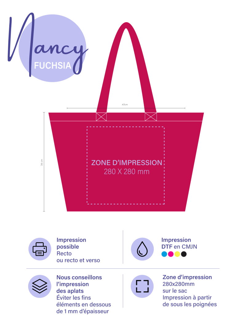 BAUMWOLLTASCHE NANCY – FUCHSIA (43x15x36cm)