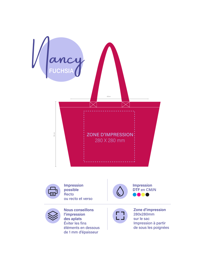BOLSA DE ALGODÓN "NANCY" – FUCHSIA (43x15x36cm)
