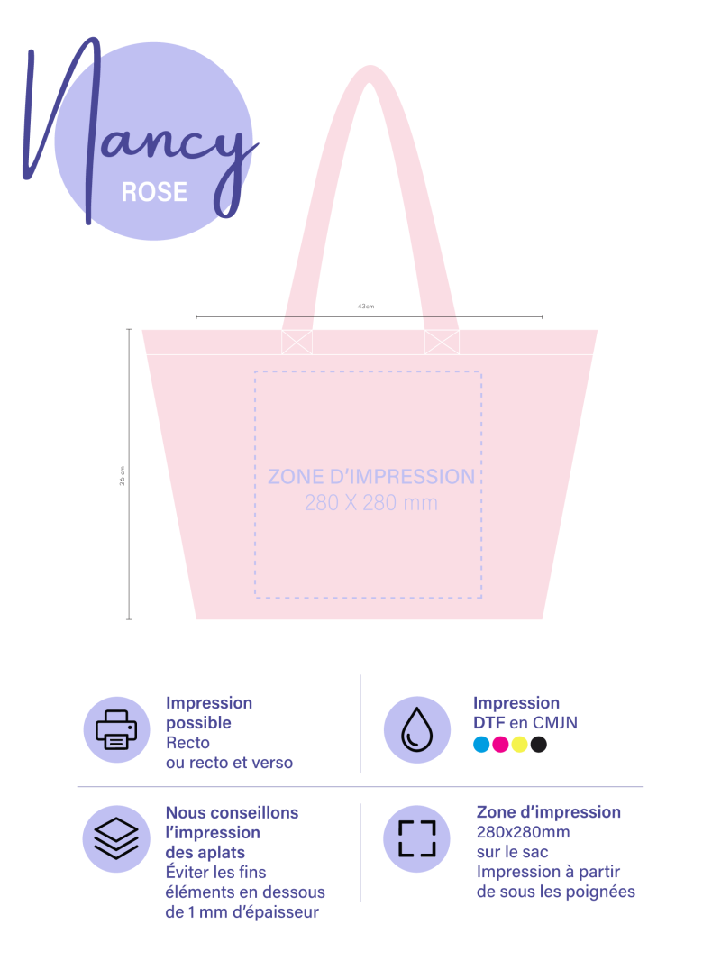 BOLSA DE ALGODÓN "NANCY" – ROSA (43x15x36cm)