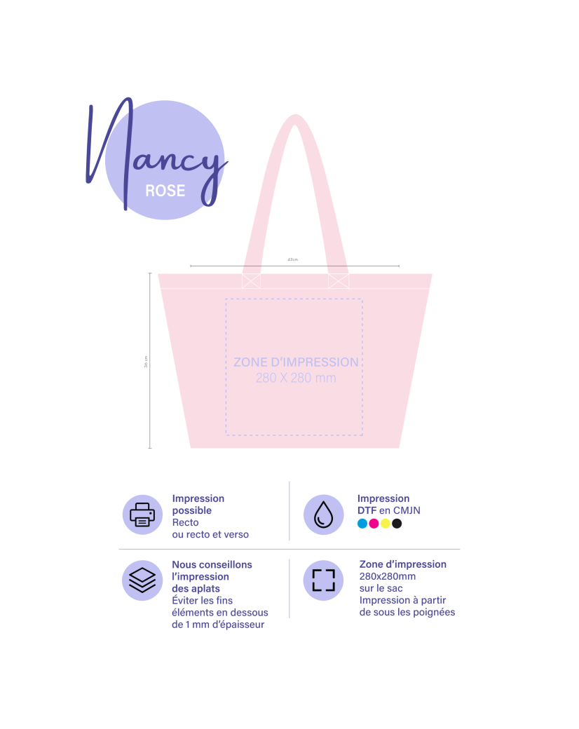 BAUMWOLLTASCHE "NANCY" – ROSA (43x15x36cm)