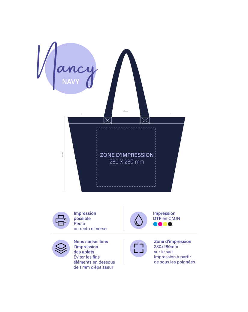 BOLSA DE ALGODÓN NANCY – NAVY (43x15x36cm)