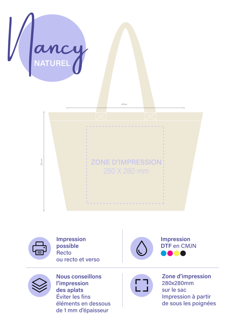 BAUMWOLLTASCHE "NANCY" - NATUR (43x15x36 cm)