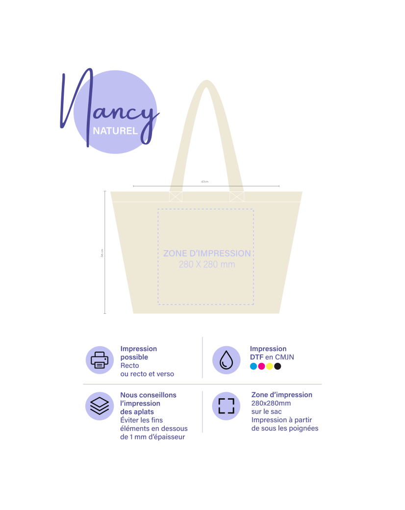 BAUMWOLLTASCHE "NANCY" - NATUR (43x15x36 cm)