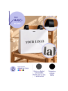 LUXURY PAPER BAG WHITE – BLACK HANDLES – M (35x12x25 cm)