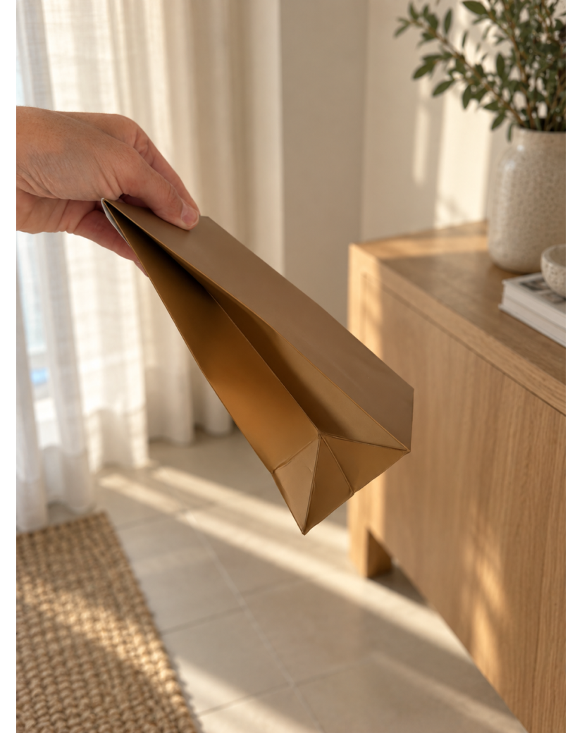 Goldene Geschenktüte – Größe S (12×6×18 cm)