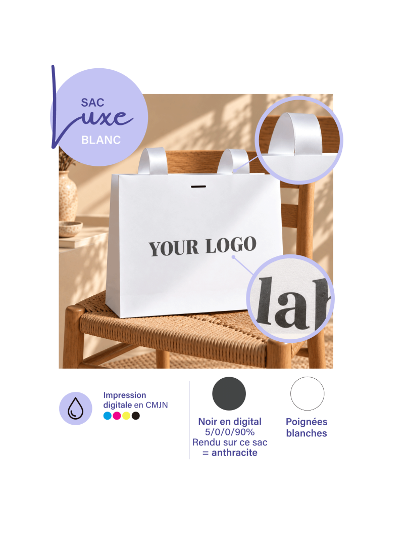 Bolsa de papel de lujo blanca – asas blancas – XS (16 x 8 x 16 cm)