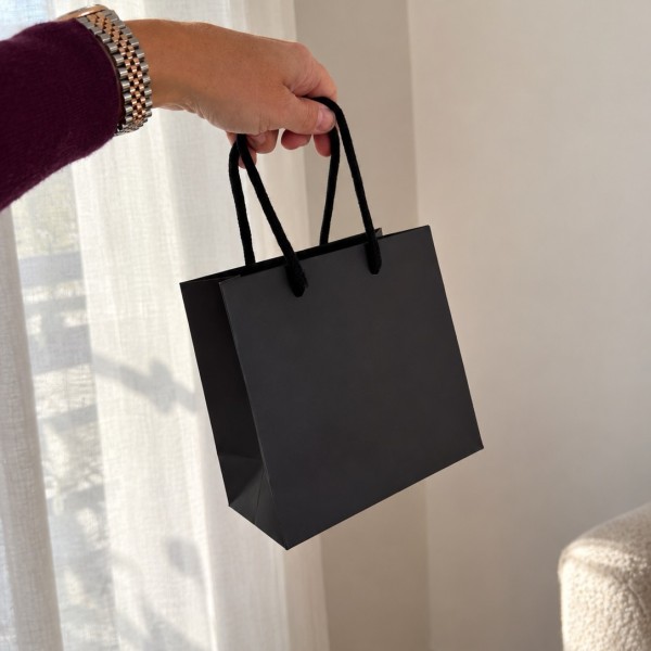 Bolsas de papel de lujo - Negro XS - Asas con cordón