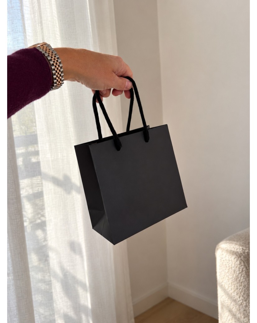 Luxury paper bags - Black XS - Drawstring handles