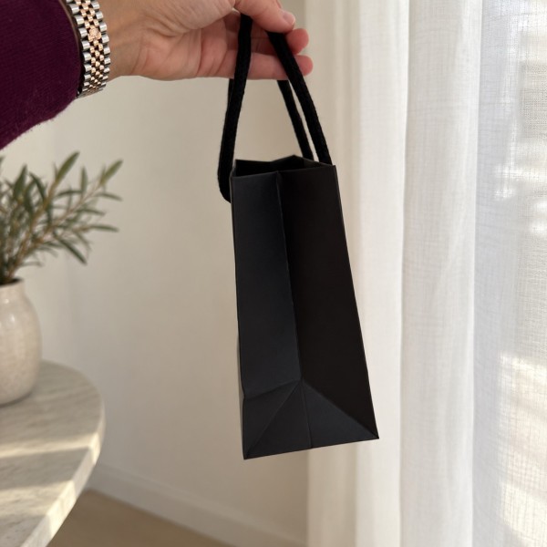 Luxury paper bags - Black XS - Drawstring handles