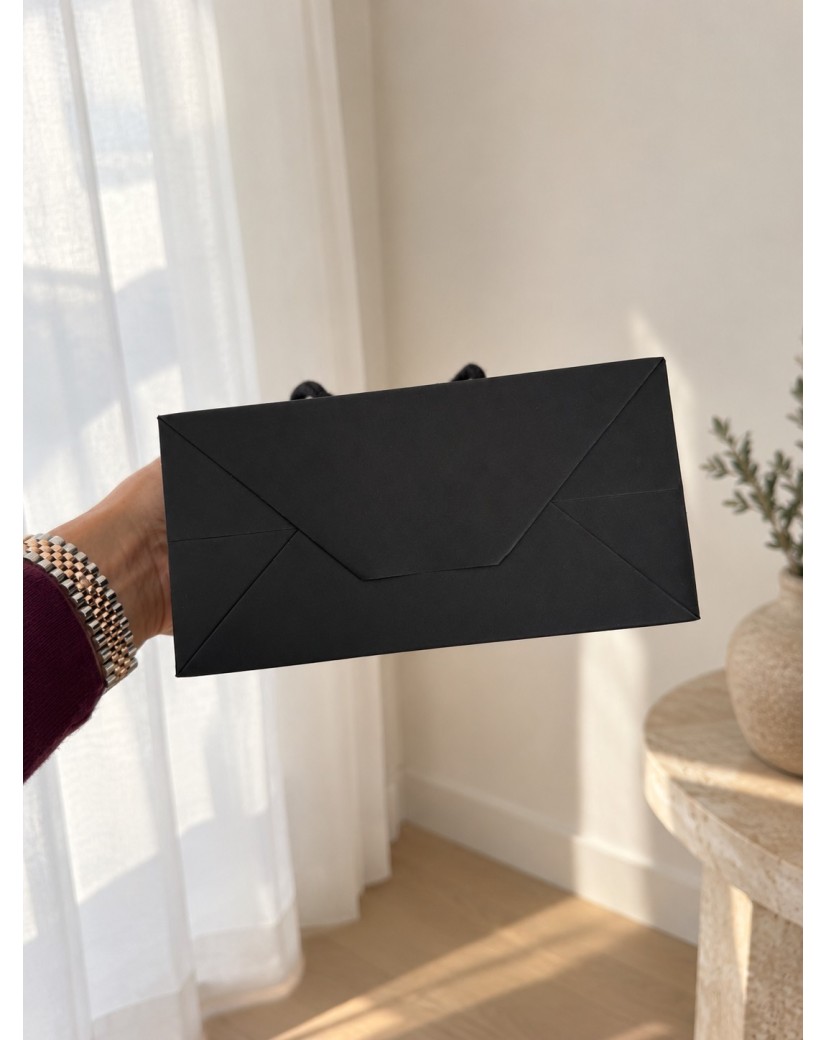 Luxury paper bags - Black XS - Drawstring handles