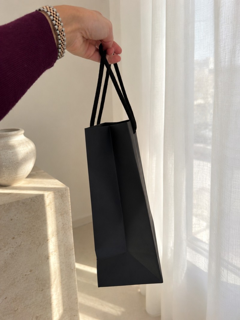 Luxury paper bags - Black S - Drawstring handles