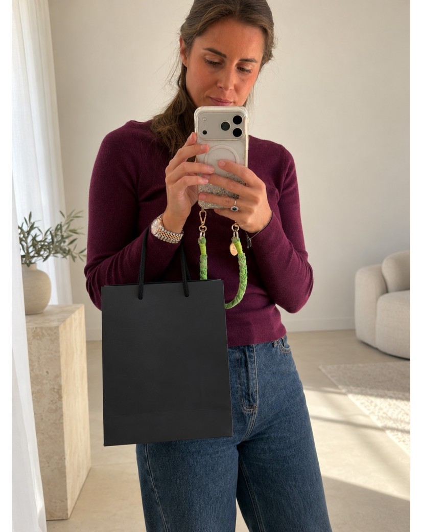 Moonpack Sac papier luxe poignées cordelettes noir S