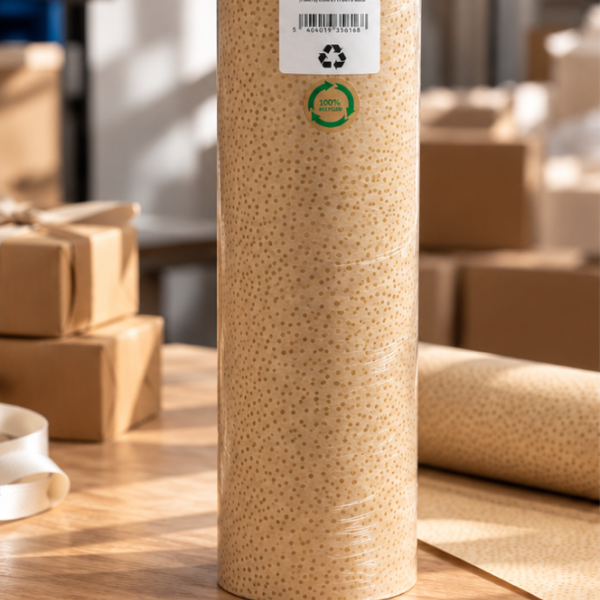 Papier cadeaux - Kraft à petit point Doré 70x200m