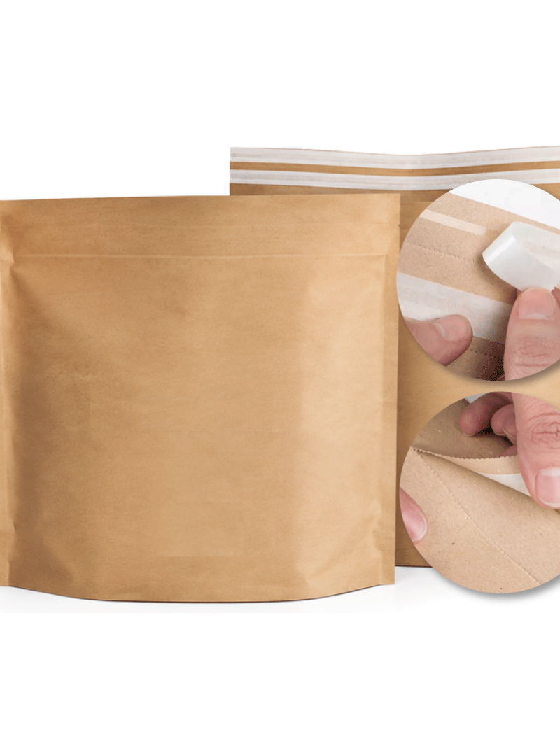 Wiederverschließbare Kraftpapier-Versandtasche – Doppelter Klebestreifen – Größe L