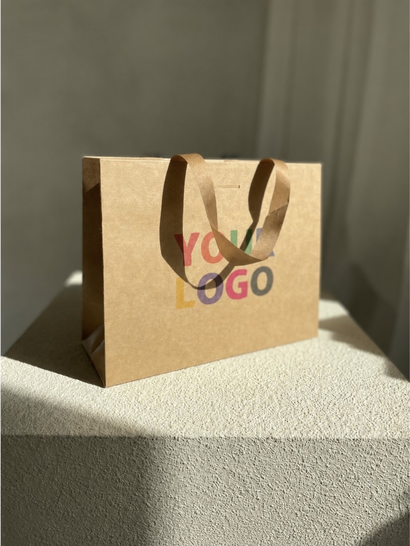 Sac papier Luxe Kraft Express - poignées Kraft - S (25x10x20cm)