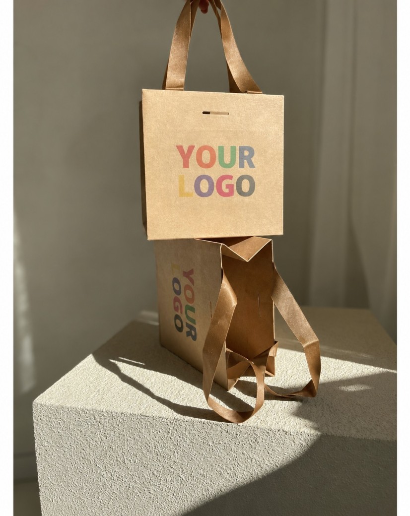 Sac papier Luxe kraft Express - poignées kraft - XS (16x8x16cm)