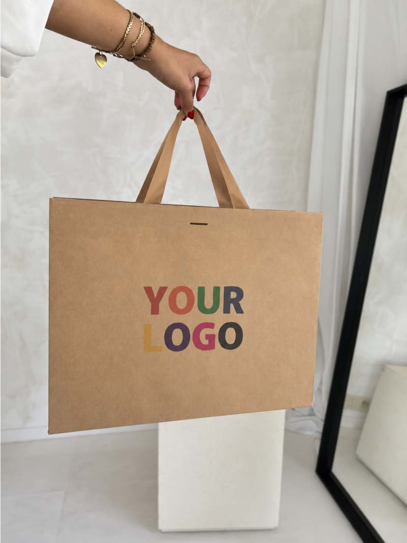 Sac papier luxe kraft personnalisé L 45 × 14 × 35 cm | Prix réduit