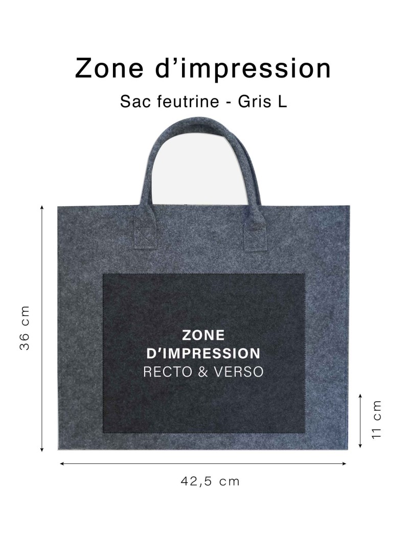 VILTEN DRAAGTAS "GRENOBLE"- GRIJS  L (42,5X36CM)