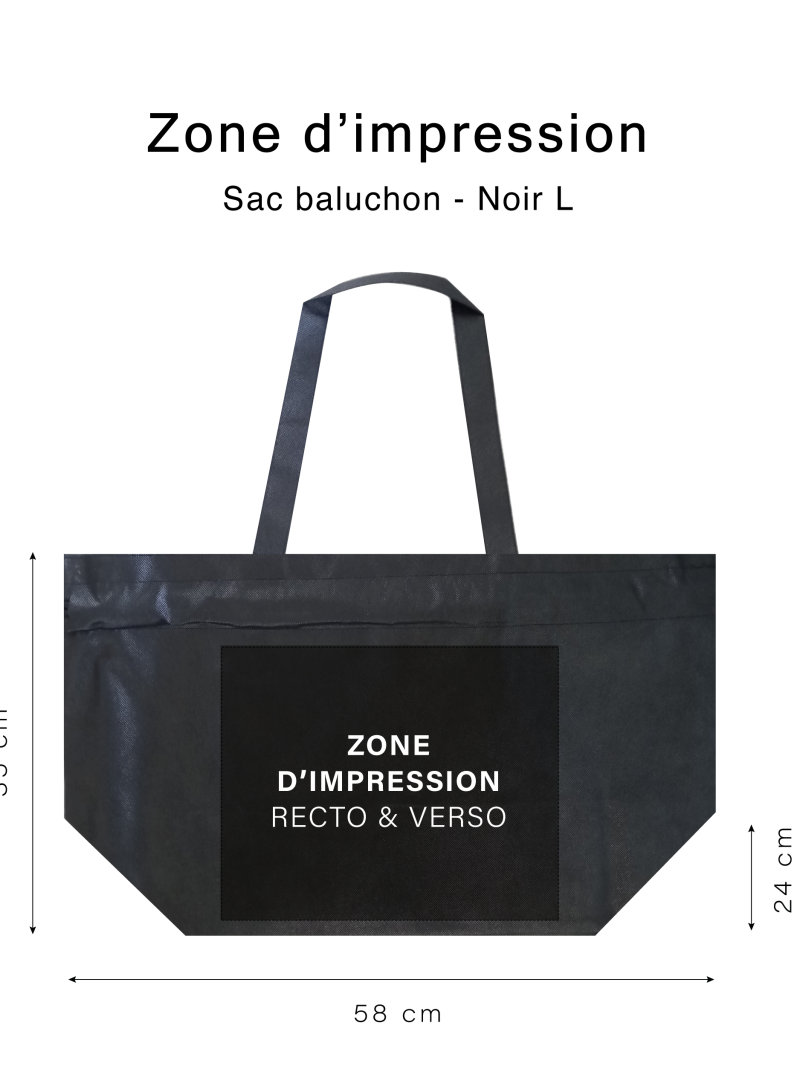 Sac Non Tissé Personnalisé Noir – Cabas Publicitaire modèle Nice L | Moonpack