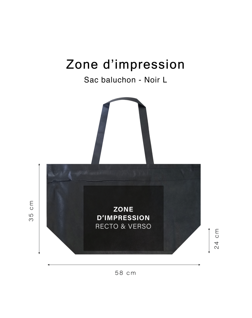 NONWOVEN DRAAGTAS "NICE" - ZWART - L (58+24X35CM)